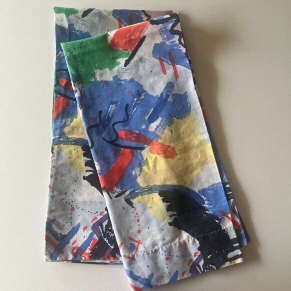 Vtg Cannon Abstract Expressionist Splatter Paint King Pillowcases (2) USA HTF - Picture 2 of 3
